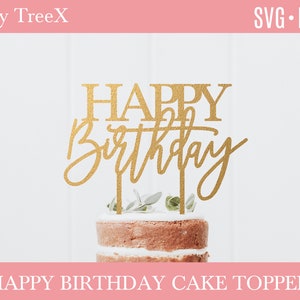 Happy Birthday Cake Topper svg von Oxee, Happy Birthday Cake Topper Datei, Laser cut Datei, Vektor Cake Topper Datei