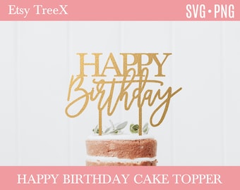 Happy Birthday Cake Topper SVG: Laser Cut File, Vector (Digital Download)