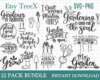 Hand lettered Gardening SVG bundle, garden sign svg, garden svg by Oxee, gardening tools, my garden sign svg