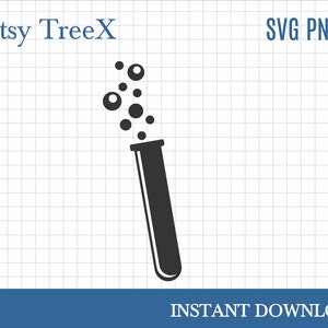 Chemical test tube with bubbles SVG by Oxee, test tube silhouette svg, silhouette cut file, Cricut cut file