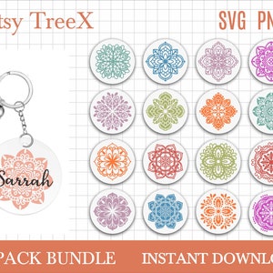 Mandala Schlüsselbund Muster svg von Oxee, Boho Schlüsselbund Bundle svg, Schlüsselring Muster svg, keychain svg