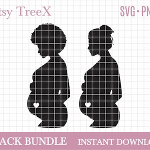 Pacote SVG de mulher grávida, menina grávida de Oxee, menina negra grávida, silhueta, camisa de maternidade, dia das mães, arquivos cortados, Cricut