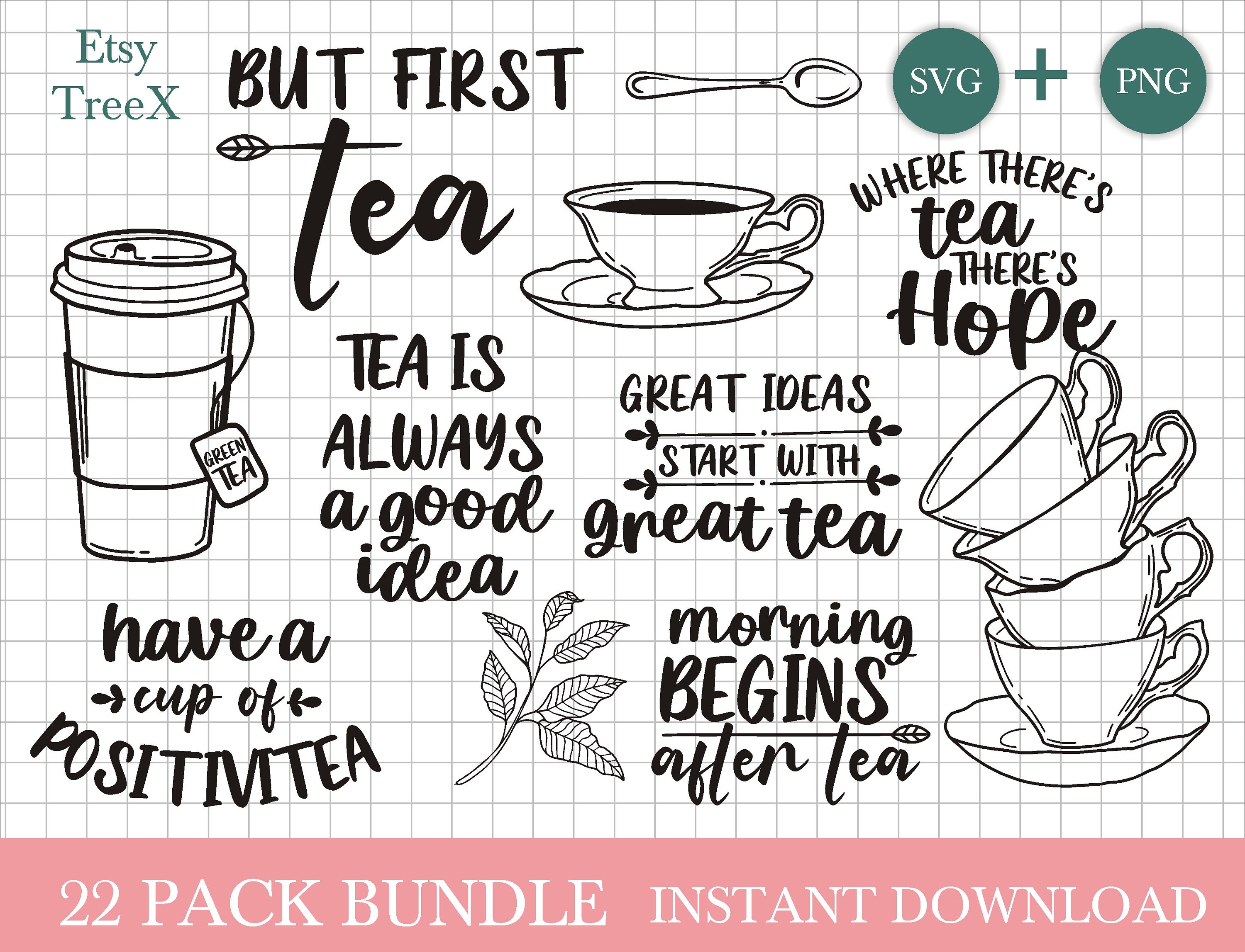 Tea Lovers SVG Bundle Tea Cup Svg Morning Tea Svg by Oxee Etsy