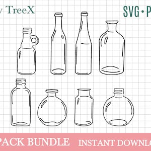 Lege flessen SVG bundel, fles svg, glazen flessen svg door Oxee, fles silhouet, cricut cut bestand
