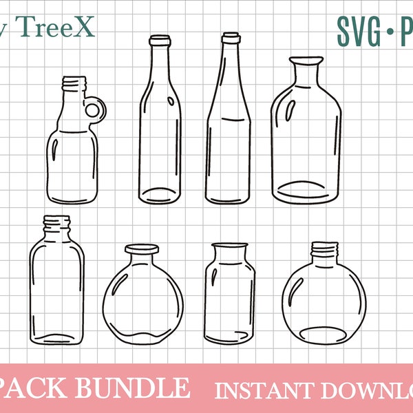 Leere Flaschen SVG Bundle, Flasche svg, Glasflaschen svg von Oxee, Flasche Silhouette, Cricut geschnitten Datei