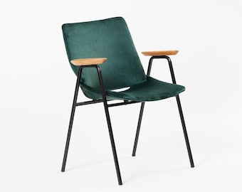 Ukochany fotel. Ciemny zielony mech | Krzesło vintage | Krzesło akcentowe | Krzesło aksamitne | Fotel retro | Tapicerowany odrestaurowany | Nowoczesny vintage
