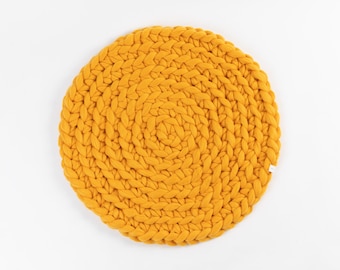 Chunky Rug | Round Rug | Wool Chunky Rug | 100 % Merino Wool | Giant Carpet | Round Area | Arm Knitting  | Crochet Rug | Cozy Knit | Gift