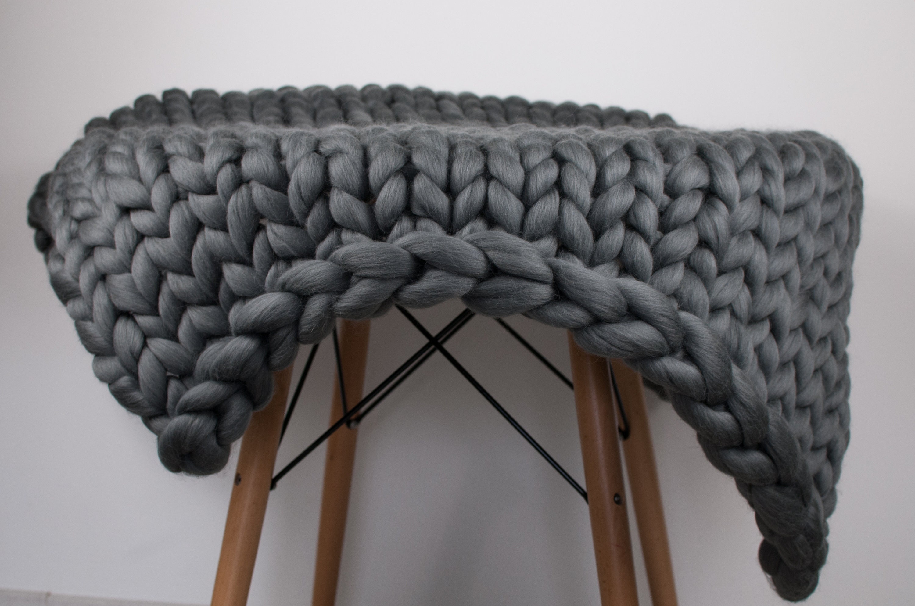 Chunky Knitted Blanket Grey Chunky Knit Blanket Merino Wool