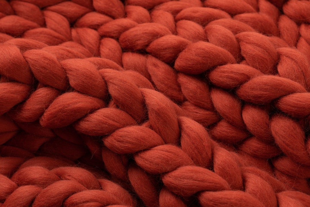 Chunky Knitted Blanket . Terra Cotta Chunky Knit Blanket Wool Blanket 100 Merino Wool Giant