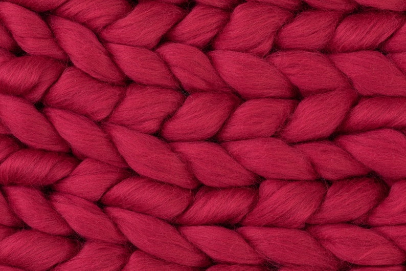 Chunky Knitted Blanket . Raspberry Red Chunky Knit Blanket Etsy