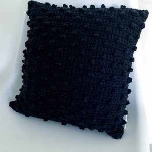 Crochet Dotted Pillow . Dramatic Black Crochet Cushion Throw Pillow Pillow Case Decorative Pillow Black Pillow Accent Cover image 5