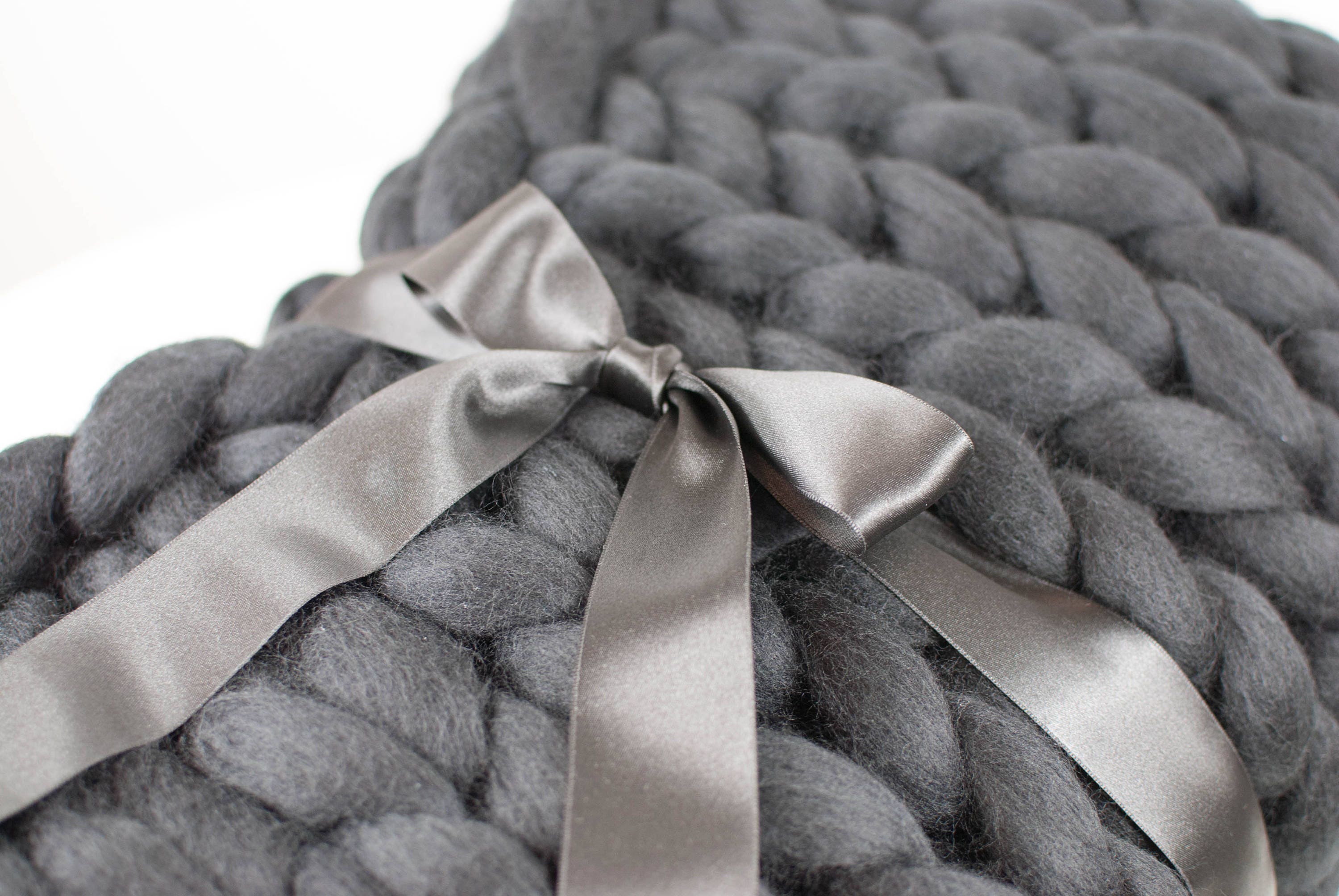 Chunky Knitted Blanket Grey Chunky Knit Blanket Merino Wool