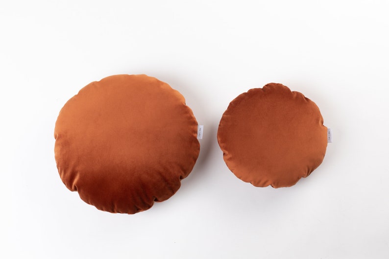 Round Velvet Pillow . Burnt Orange Decorative Throw Pillow Etsy