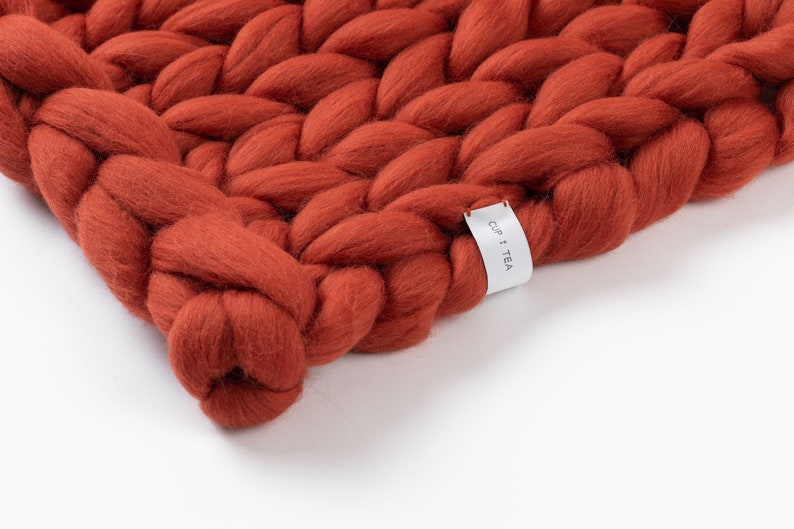 Chunky Knitted Blanket . Terra Cotta Chunky Knit Blanket Etsy