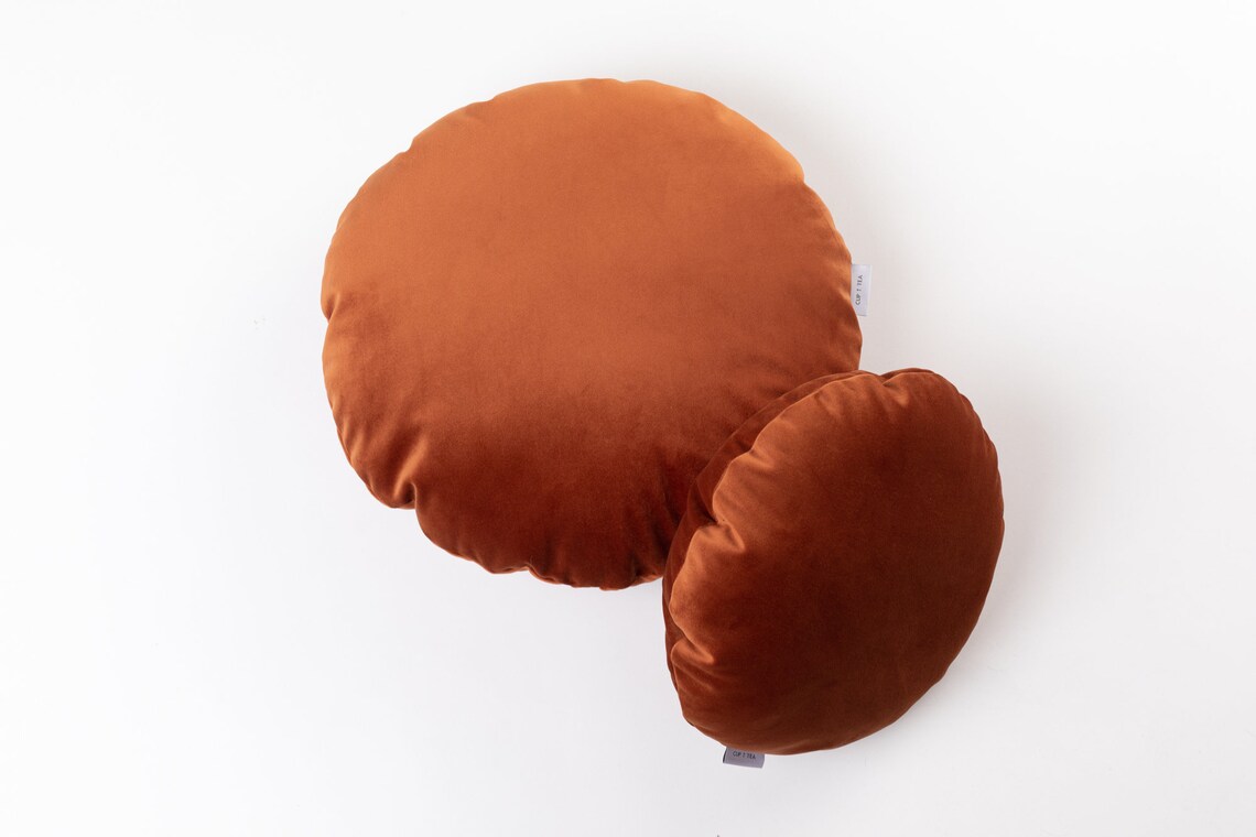 Round Velvet Pillow . Burnt Orange Decorative Throw Pillow Etsy