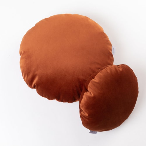 Round Velvet Pillow Decorative Throw Pillow Circle Accent Etsy