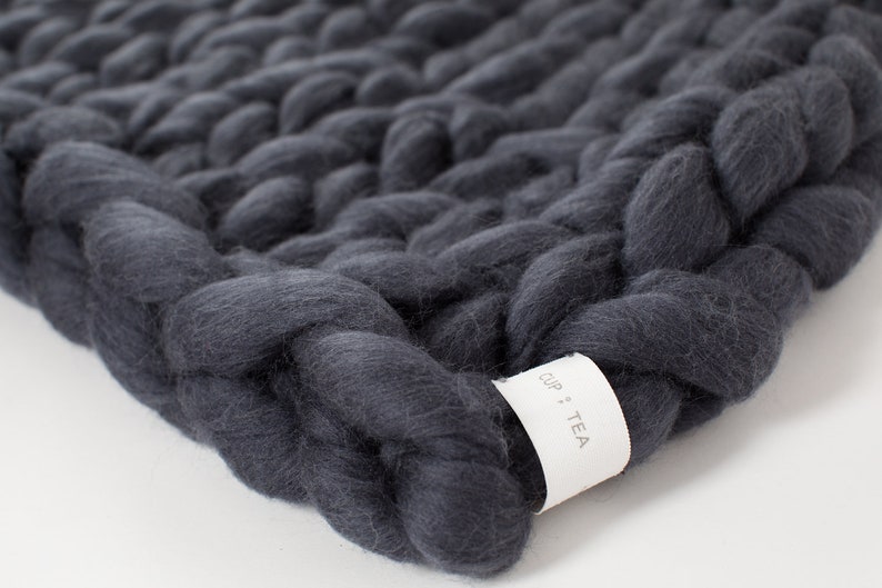 Chunky Knitted Blanket Grey Chunky Knit Blanket Merino Wool