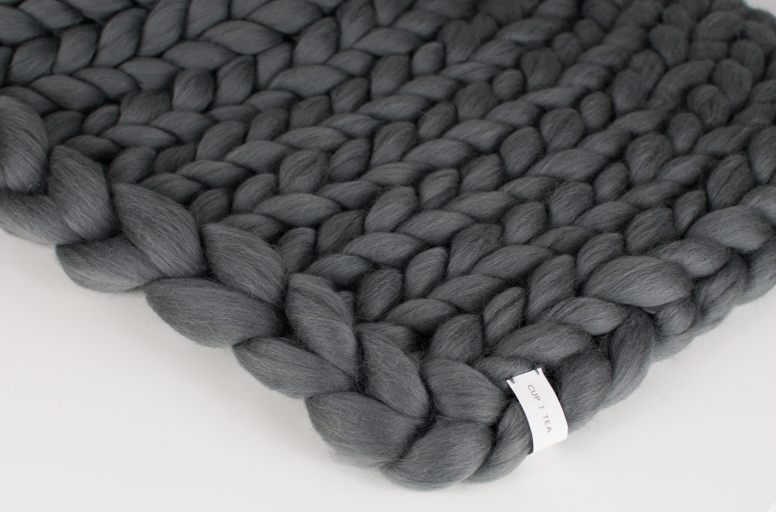 Chunky Knitted Blanket Grey Chunky Knit Blanket Merino Wool