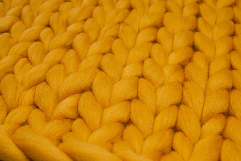 Chunky Knitted Blanket . Mustard Yellow Chunky Knit Blanket Etsy Canada