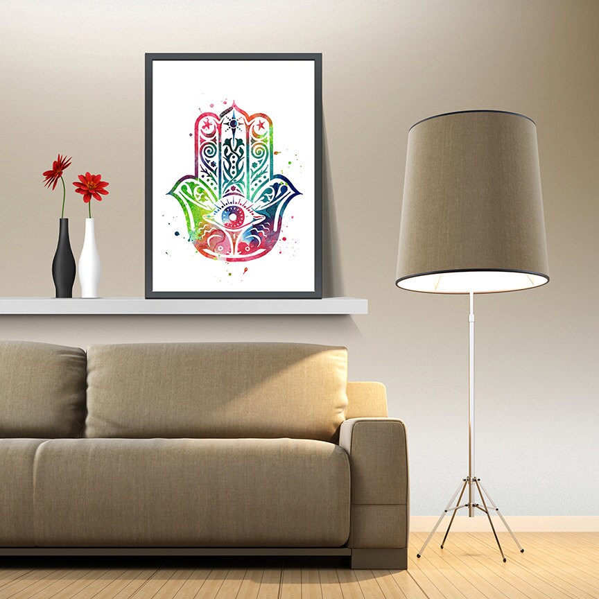 Hamsa Hand Watercolor Print Yoga Meditation Zen Art | Etsy