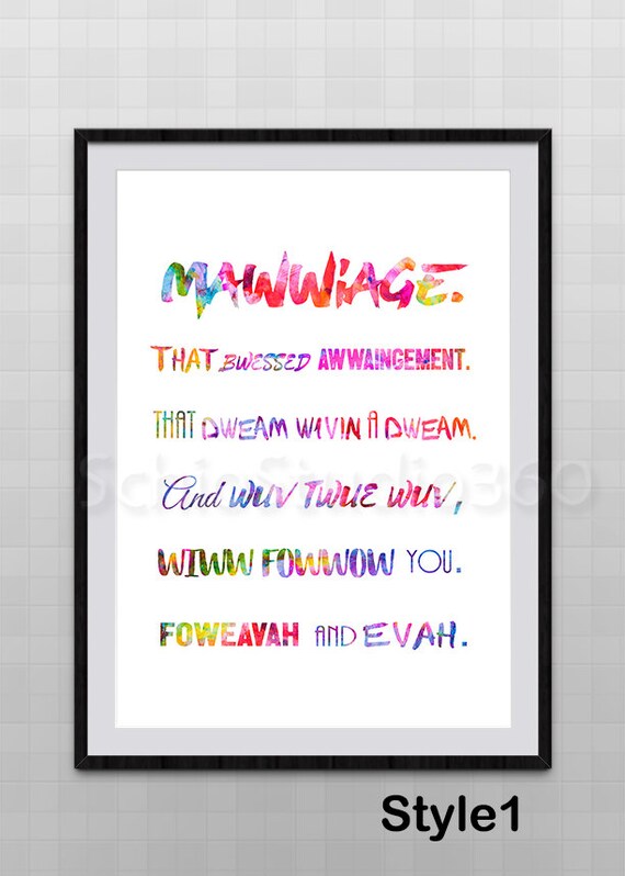Princess Bride Mawwiage Quote Watercolor Art Print 2 | Etsy