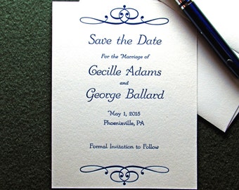 20 Letterpress Save the Date, Personalized Announcement Series