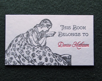 25 Custom Bookplates, Bookmarks, Book Inserts, Letterpress Printed, Ungummed