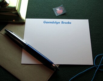 Letterpress Stationery - 10 Personalized Notecards - Lydian Bold Condensed