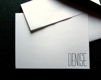 Custom Letterpress Stationery - 10 Personalized Notecards - Huxley Vertical