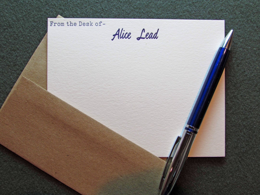 10 Custom Letterpress Stationery / Personalized Notecards Repro Script