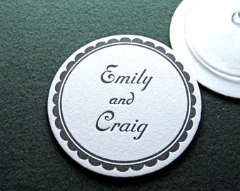 20 Personalized Letterpress Coasters / Custom Coasters - Great for Weddings