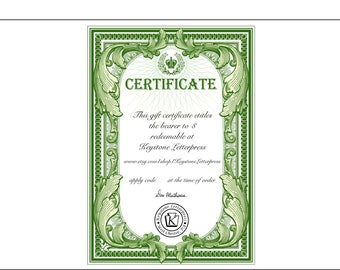 Keystone Letterpress Gift Certificate
