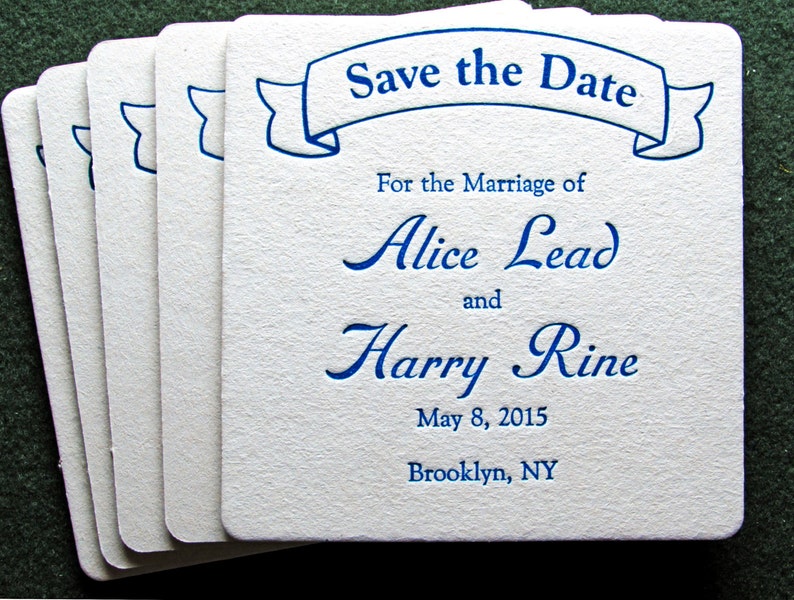 KeystoneLetterpress Save the Date Coasters