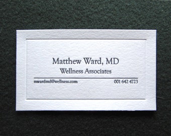 Great Price! - 50 Letterpress Business Cards, Elegant Design. Blind Debossed Frame