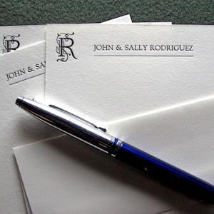 Letterpress Stationery - 10 Custom Personalized Notecards - Monogram