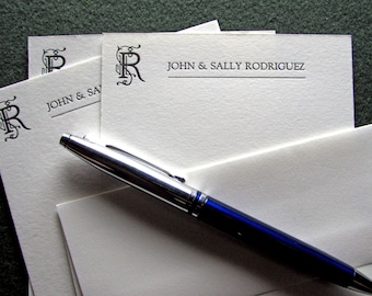 Letterpress Stationery - 10 Custom Personalized Notecards - Monogram