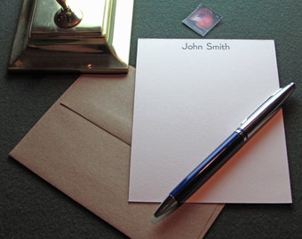 Custom Letterpress Stationery, 10 Personalized Notecards – Bernhard Gothic Light