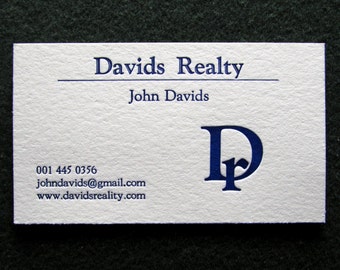 50 Letterpress Business Cards with Logo, Choice of 1 color