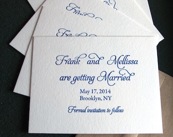 20 Letterpress Save the Date,  Personalized Announcement