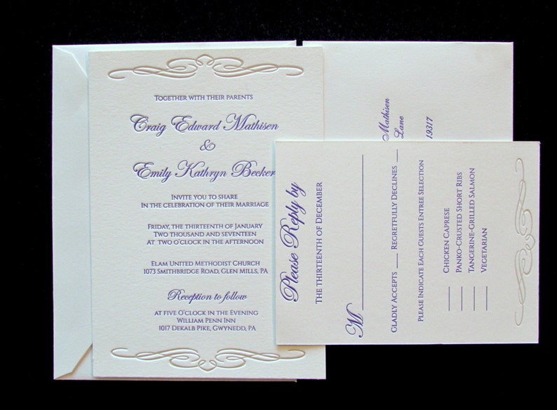 Affordable Letterpress Wedding Invitations Samples Etsy