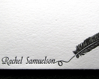 Custom Letterpress Stationery - 15 Personalized Notecards, Calligraphy Design 1
