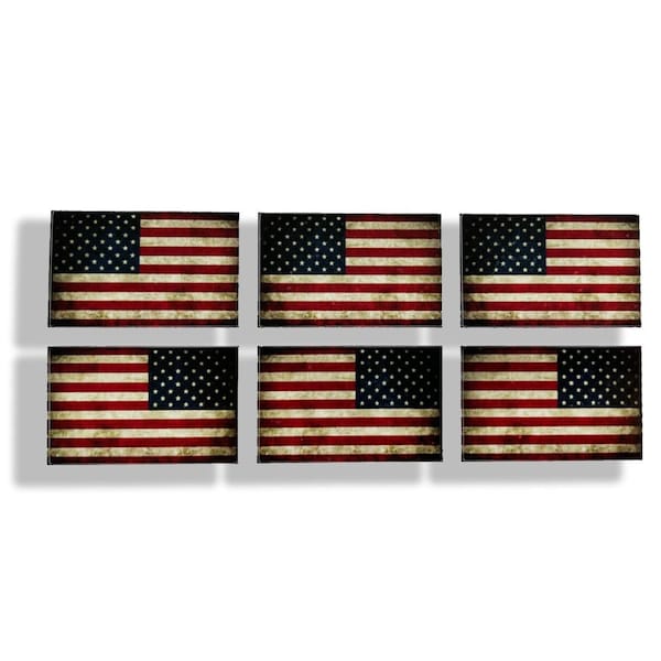 Mirrored Mini Rustic USA American Flag Stickers Hard Hat Helmet Laptop phone car vehicle license tag window bumper decal