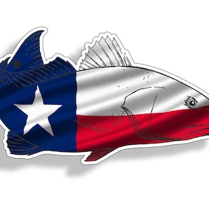 Texas TX Redfish Red Fish  Sticker Printed Digital Vinyl Decal Fishing Drum Car Truck Boat Reel Decals Sticky Customs Artwork