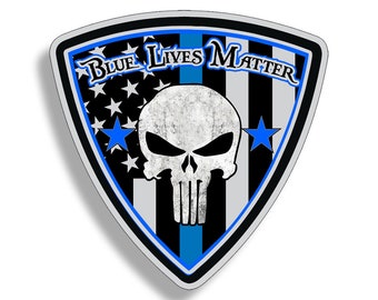 2x 'Support Police' Vinyl Decals – USA Flag & Thin Blue Line Design, 4" Wide, Glossy Finish
