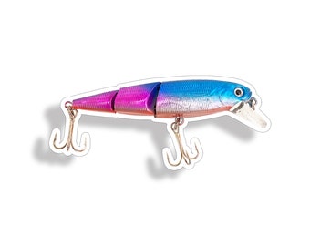 Pink Blue Lure Fishing Sticker Fish Salt Water Tackle box Cup Cooler Boat Car Vehicle Window Bumper Vinyl Decal