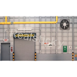 RC 1/10 Scale Garage Back Wall Sticker Metal Shop Printed Decal Graphic Display Truck Rock Crawler Diorama