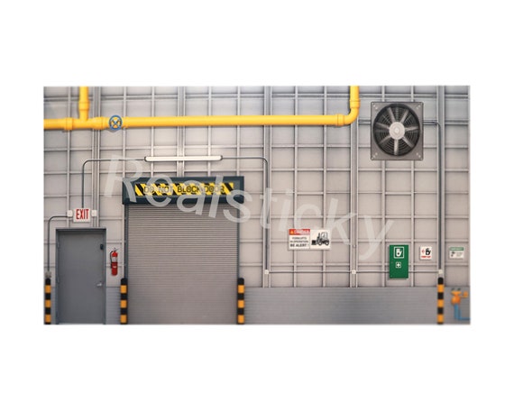 RC 1/10 スケール ガレージ バック ウォール ステッカー メタル