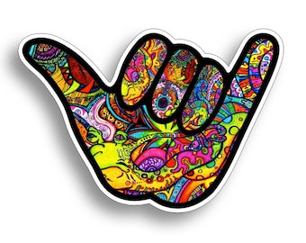 Shaka Hang Loose Graffiti Sticker Stoked Hangloose Doodled Surfs Up Vinyl Urban Graphic Colorful Artwork Scribbling Hand Vehicle Decal