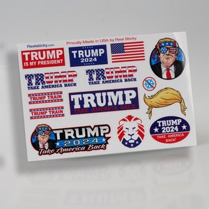 14 Trump Hard Hat Helmet Sticker Sheet USA POTUS 2024 Mini Pack Phone Cup Vinyl Laptop Tablet Car Truck Vehicle Graphic Decal
