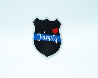 Orgulloso oficial de policía insignia de la familia pegatina delgada línea azul corazón love cup portátil vehículo de coche ventana ventana parachoques Calcomanía de vinilo